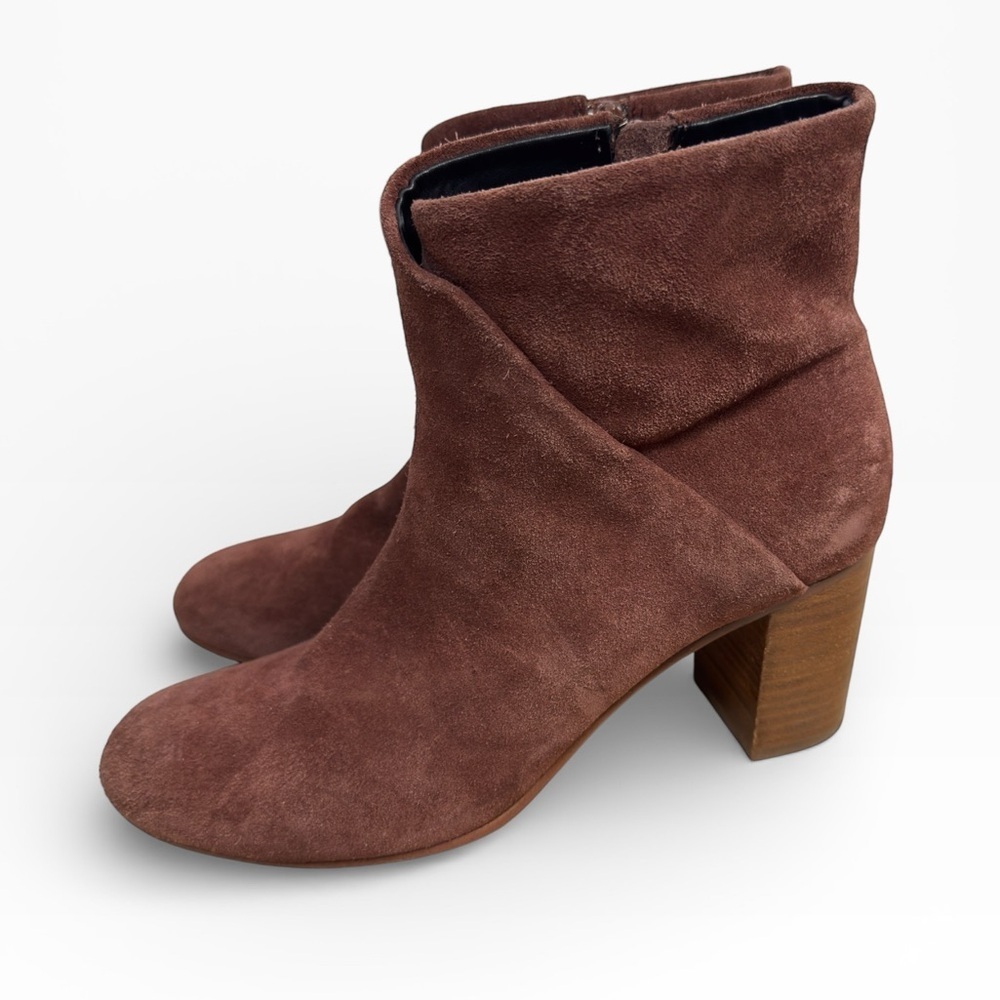 Soludos Midheel Venetian Suede Ankle Booties Mahogany US Size 9 Minimalist - Picture 2 of 9